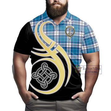 Roberton Tartan Polo Shirt with Family Crest and Celtic Symbol Style