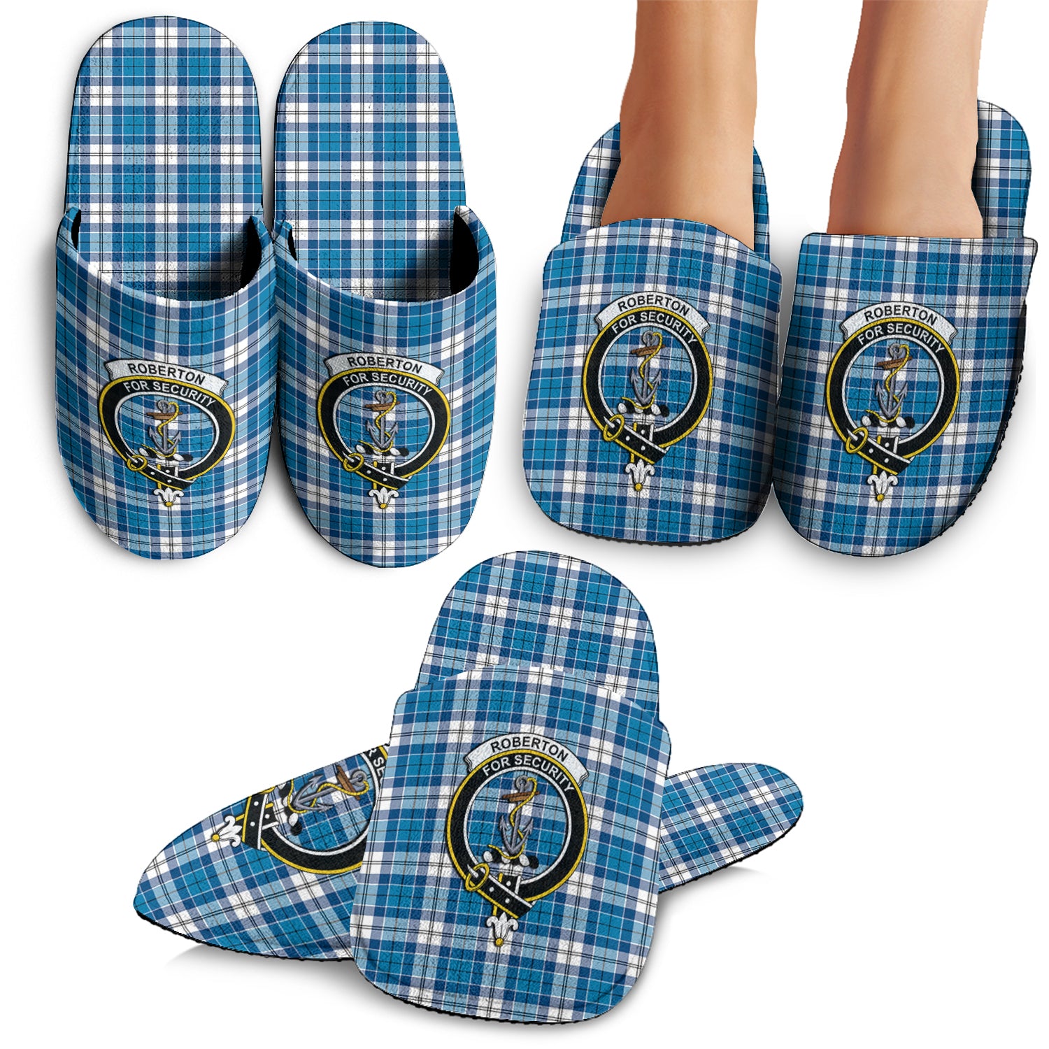 Roberton Tartan Home Slippers with Family Crest - Tartan Vibes Clothing