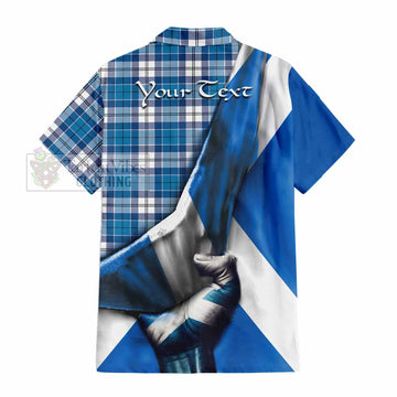 Roberton Tartan Short Sleeve Button Shirt with Family Crest Scotland Patriotic Style