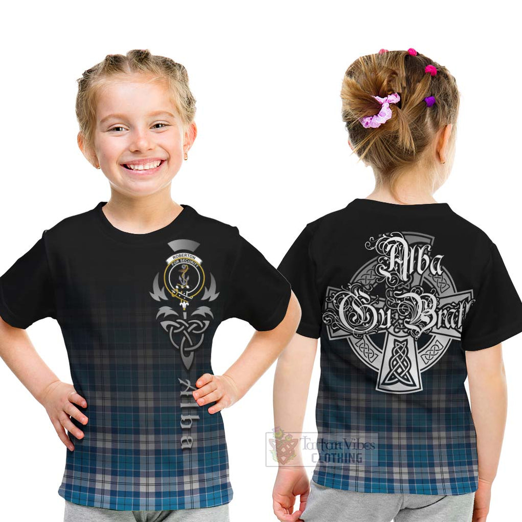 Tartan Vibes Clothing Roberton Tartan Kid T-Shirt Featuring Alba Gu Brath Family Crest Celtic Inspired