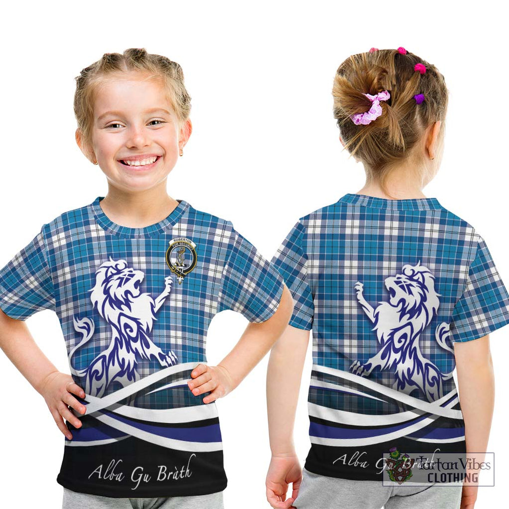 Roberton Tartan Kid T-Shirt with Alba Gu Brath Regal Lion Emblem - Tartanvibesclothing Shop