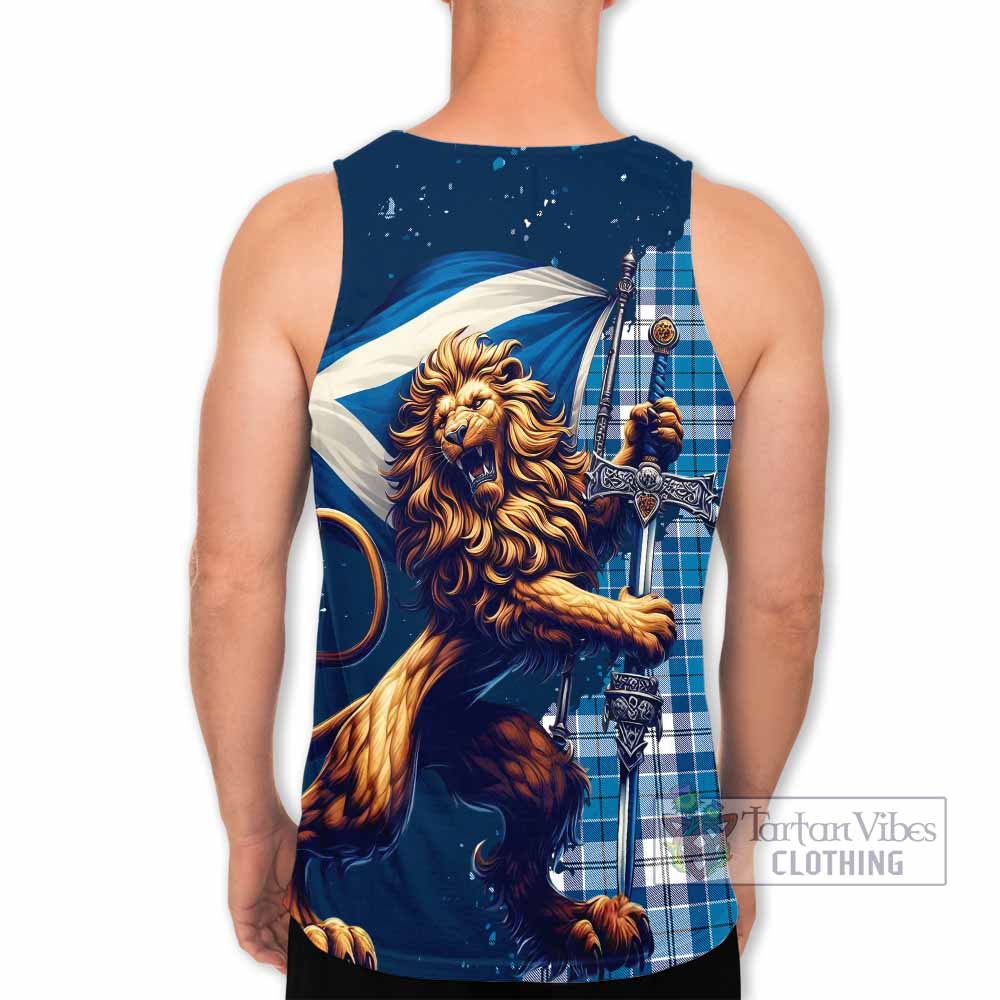 Tartan Vibes Clothing Roberton Tartan Family Crest Men's Tank Top with Scottish Majestic Lion