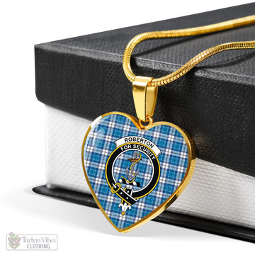 Roberton Tartan Heart Necklace with Family Crest - Tartan Vibes Clothing