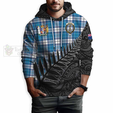 Roberton Crest Tartan Hoodie with New Zealand Silver Fern Half Style - Tartan Vibes Clothing