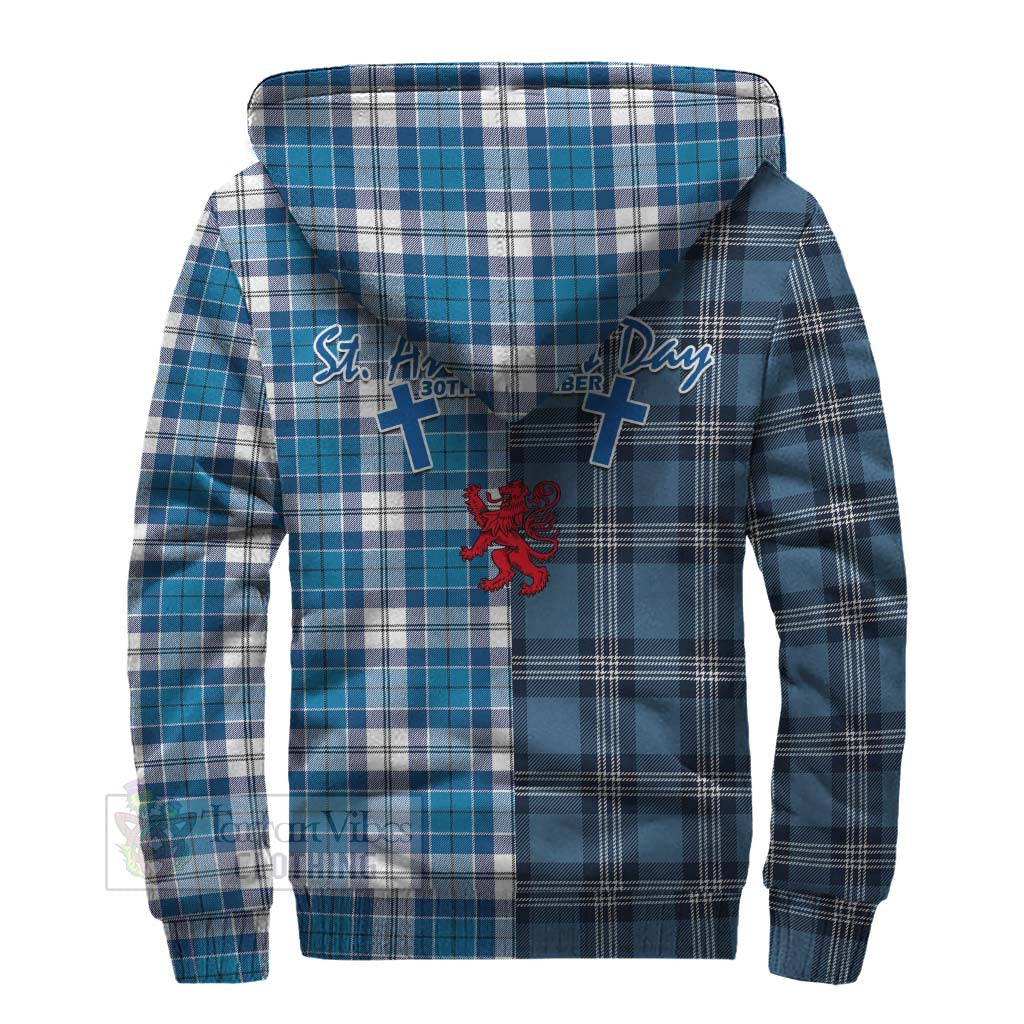 Tartan Vibes Clothing Roberton Tartan Sherpa Hoodie Happy St. Andrew's Day Half Tartan Style