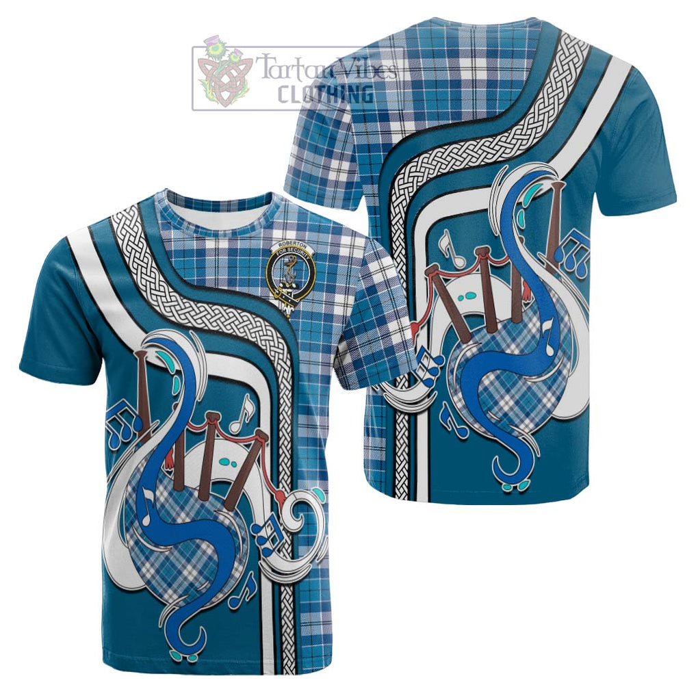 Tartan Vibes Clothing Roberton Tartan Cotton T-shirt with Epic Bagpipe Style