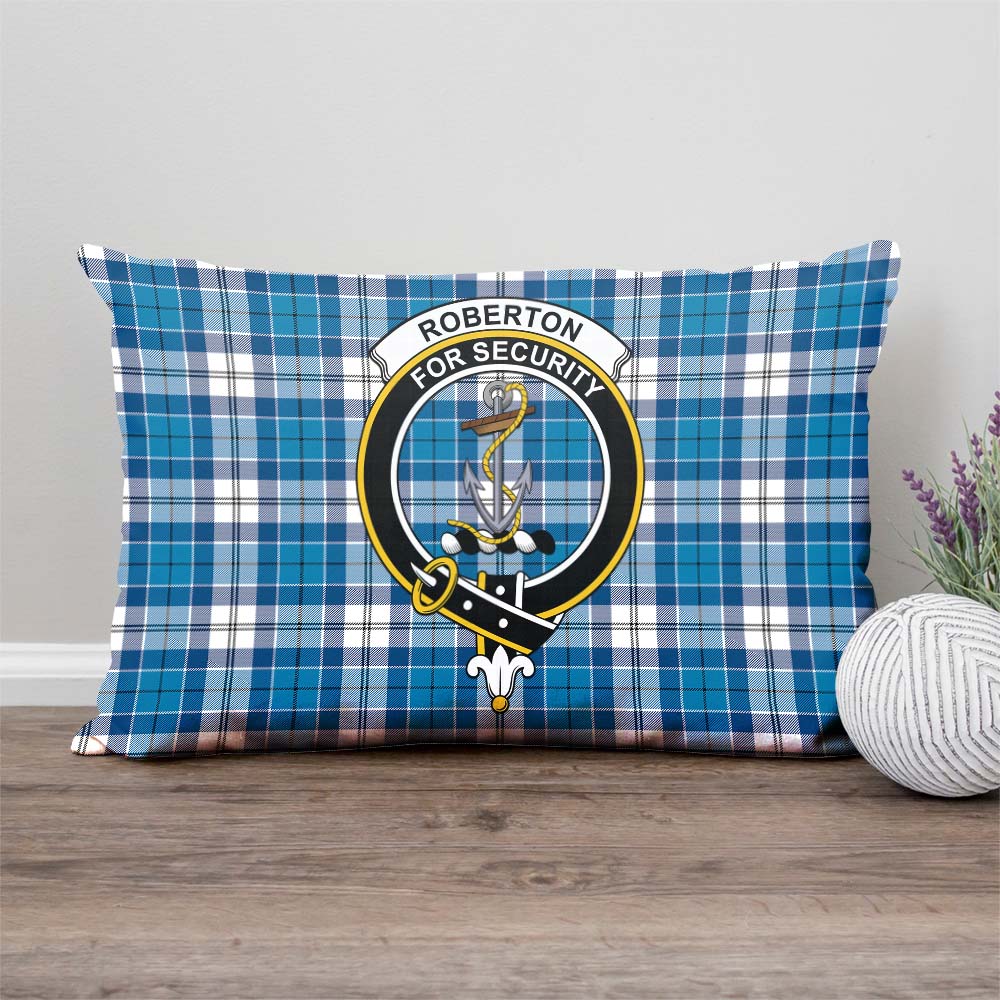 Roberton Tartan Pillow Cover with Family Crest Rectangle Pillow Cover - Tartanvibesclothing