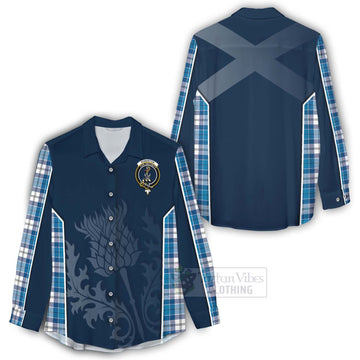 Roberton Tartan Women's Casual Shirt with Family Crest and Scottish Thistle Vibes Sport Style