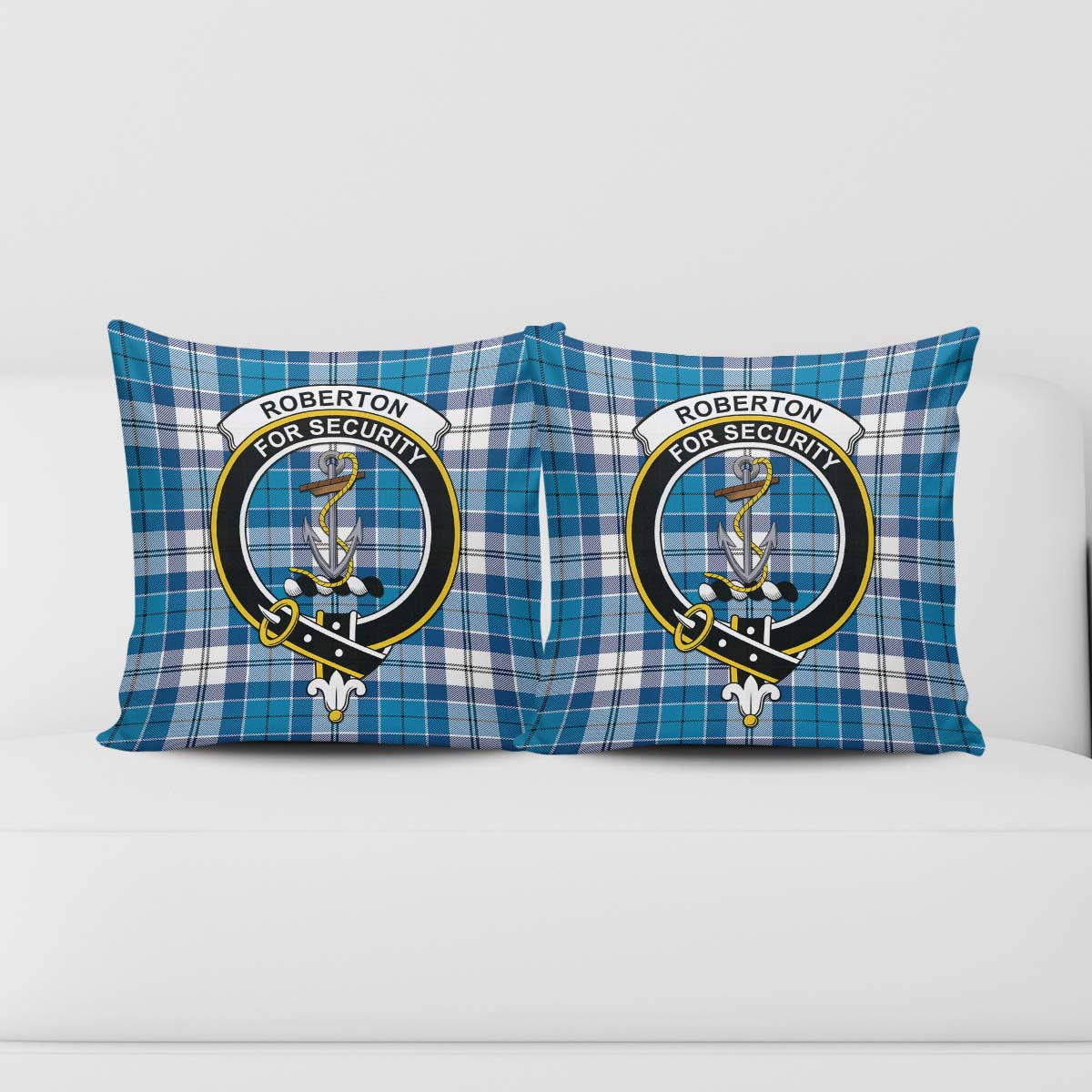 Roberton Tartan Pillow Cover with Family Crest - Tartanvibesclothing