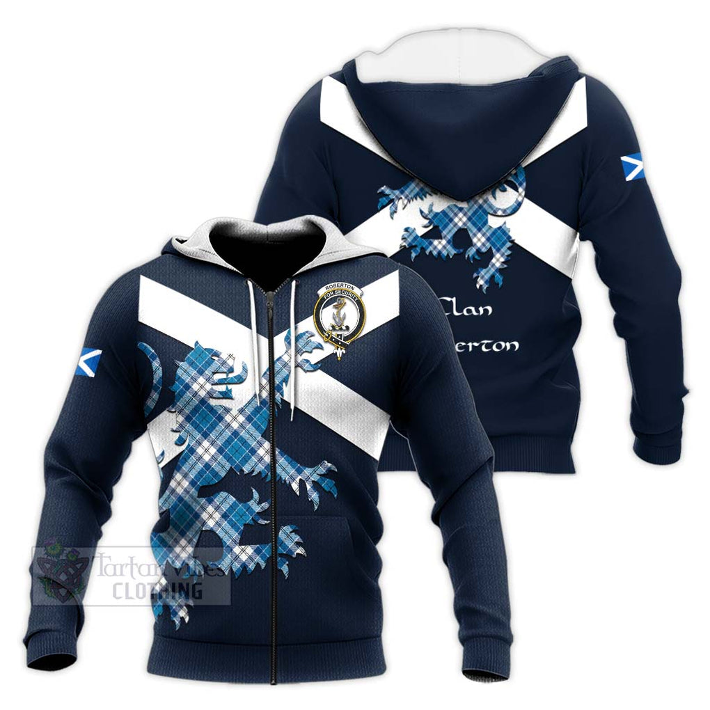 Tartan Vibes Clothing Roberton Tartan Lion Rampant Knitted Hoodie – Proudly Display Your Heritage with Alba Gu Brath and Clan Name