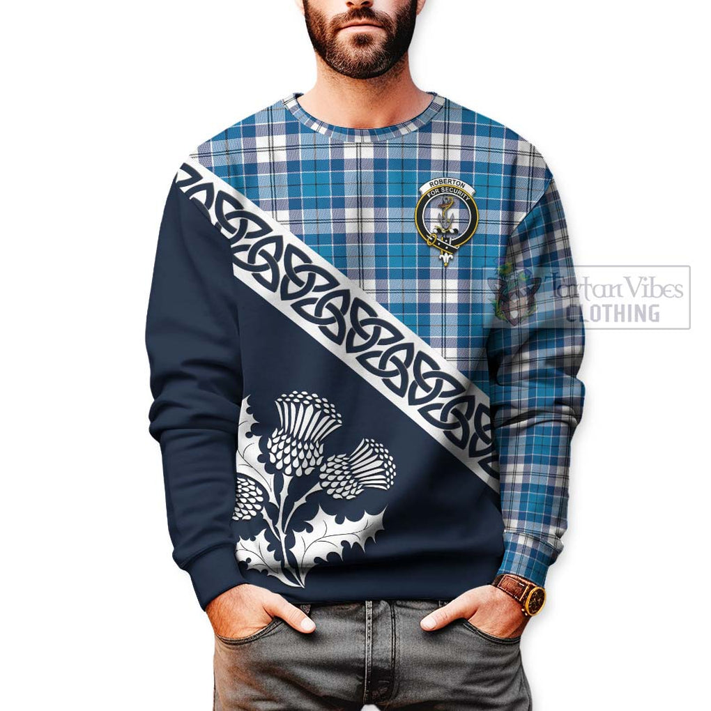 Tartan Vibes Clothing Roberton Tartan Sweatshirt Featuring Thistle and Scotland Map