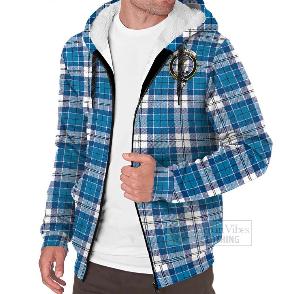 Tartan Vibes Clothing Roberton Tartan Sherpa Hoodie with Family Crest Celtic Skull Style