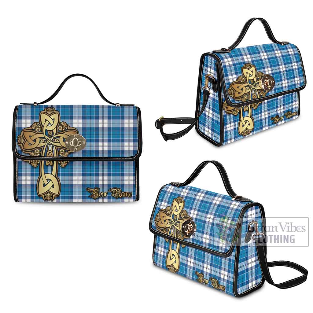 Tartan Vibes Clothing Roberton Tartan Waterproof Canvas Bag Golden Thistle Celtic Cross Style