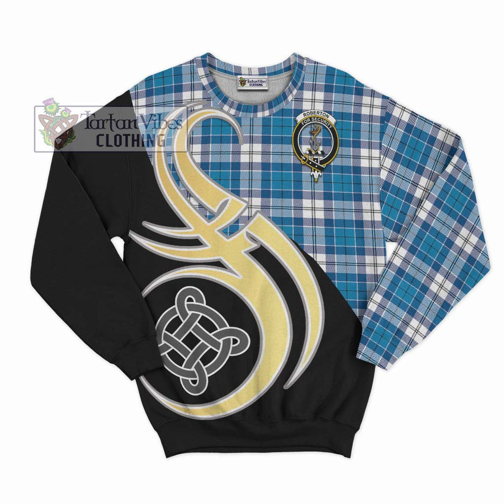 Roberton Tartan Sweatshirt with Family Crest and Celtic Symbol Style - Tartan Vibes Clothing