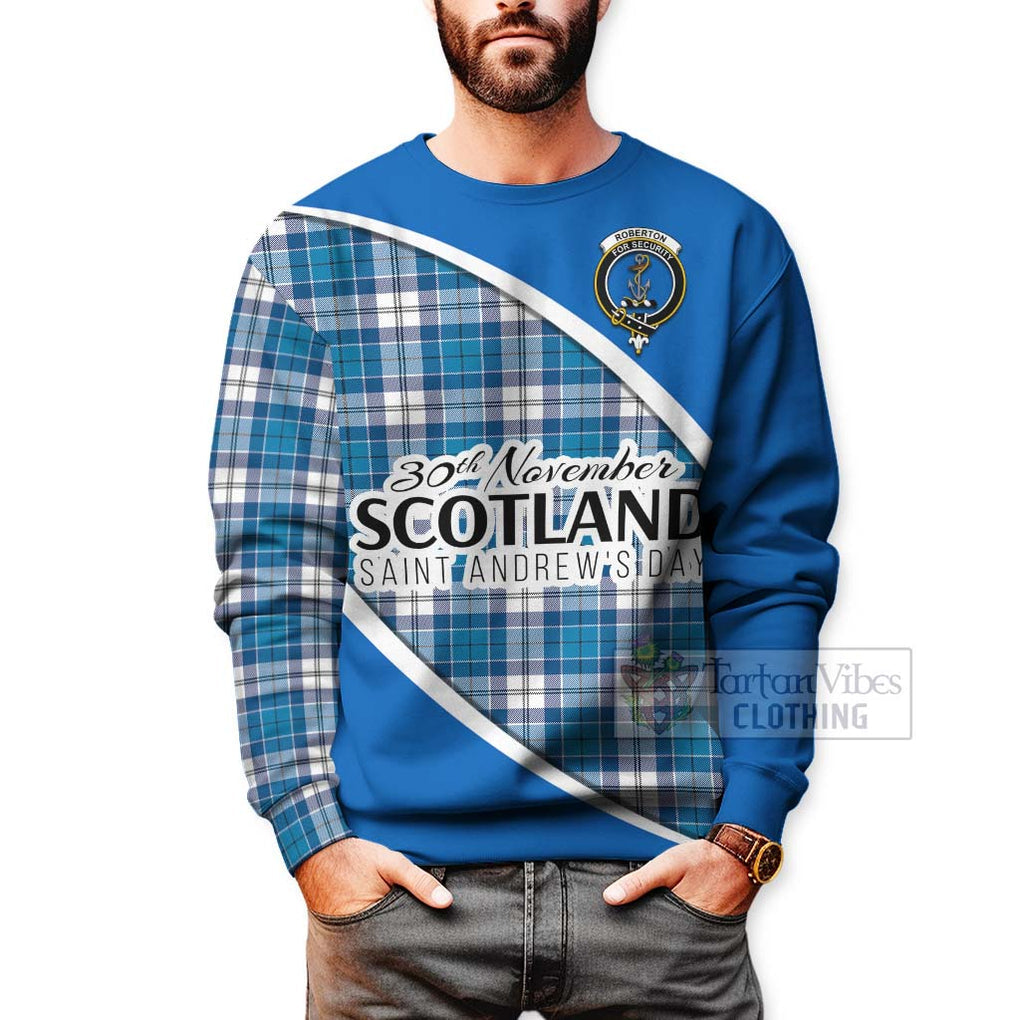 Tartan Vibes Clothing Roberton Family Crest Tartan Sweatshirt Celebrate Saint Andrew's Day in Style