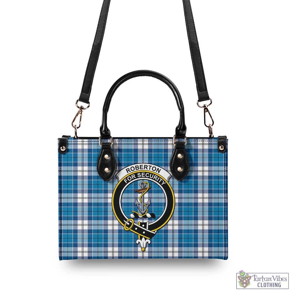 Tartan Vibes Clothing Roberton Tartan Luxury Leather Handbags with Family Crest