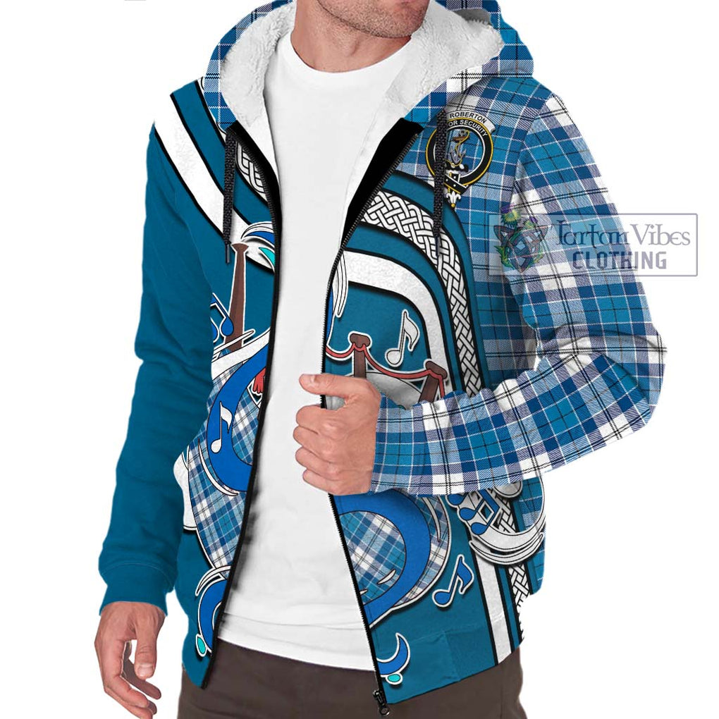 Roberton Tartan Sherpa Hoodie with Epic Bagpipe Style Unisex - Tartanvibesclothing Shop