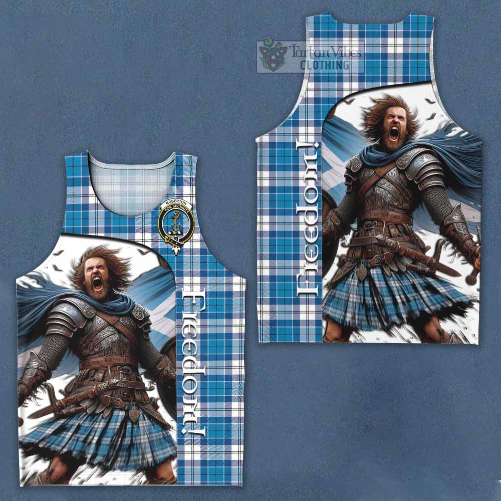 Tartan Vibes Clothing Roberton Crest Tartan Men's Tank Top Inspired by the Freedom of Scottish Warrior