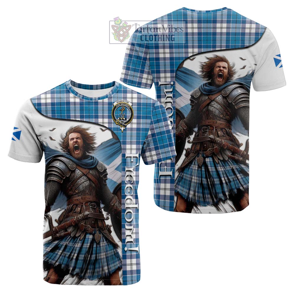 Tartan Vibes Clothing Roberton Crest Tartan Cotton T-shirt Inspired by the Freedom of Scottish Warrior