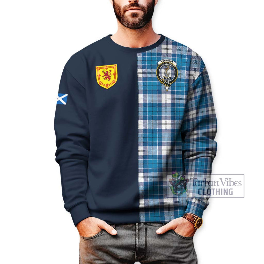 Tartan Vibes Clothing Roberton Tartan Sweatshirt with Scottish Lion Royal Arm Half Style