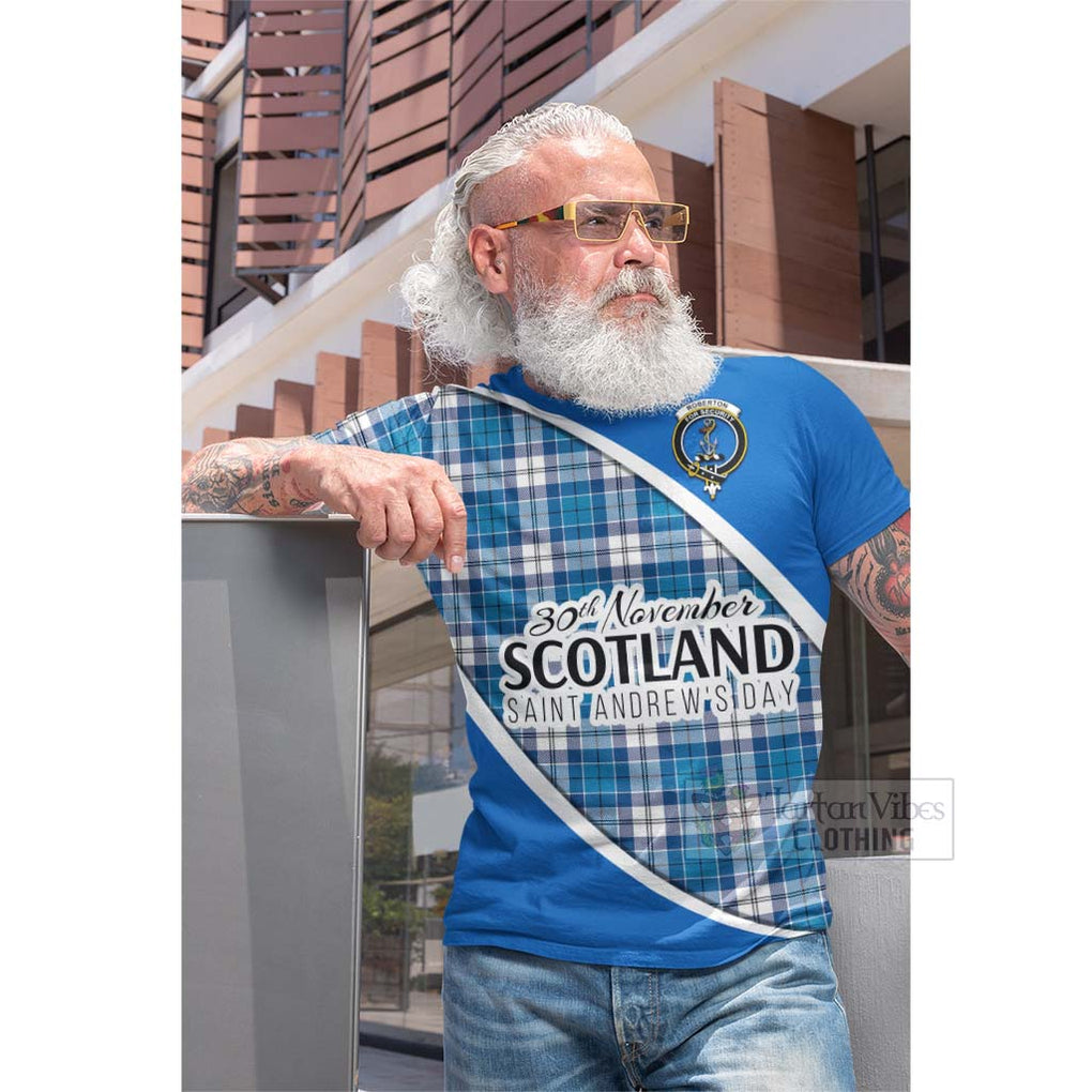 Tartan Vibes Clothing Roberton Family Crest Tartan Cotton T-shirt Celebrate Saint Andrew's Day in Style