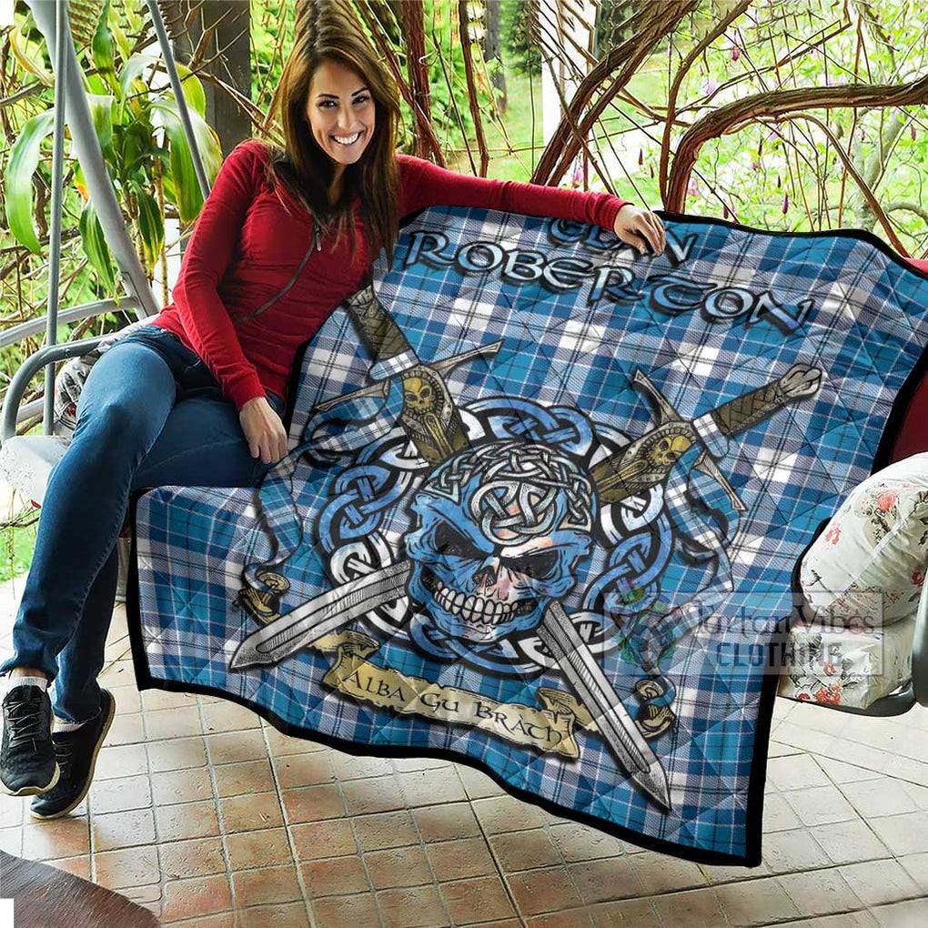 Tartan Vibes Clothing Roberton Tartan Quilt with Celtic Skull Alba Gu Brath Style