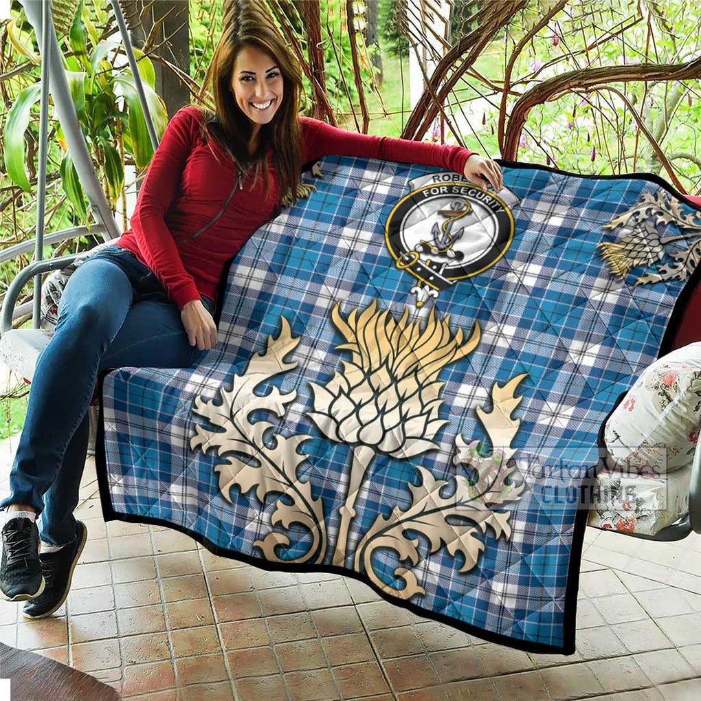 Tartan Vibes Clothing Roberton Tartan Quilt with Family Crest and Golden Thistle Style