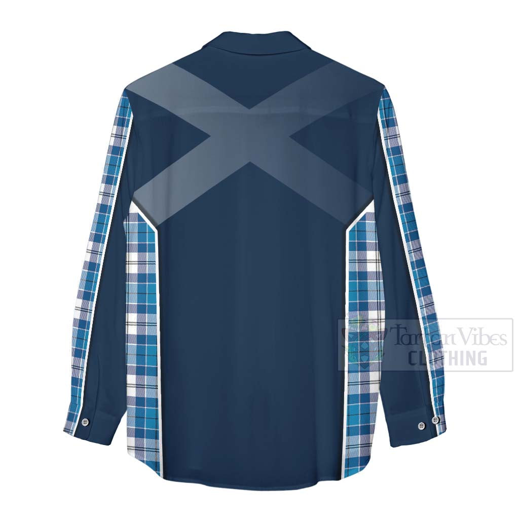 Tartan Vibes Clothing Roberton Tartan Women's Casual Shirt with Family Crest and Scottish Thistle Vibes Sport Style