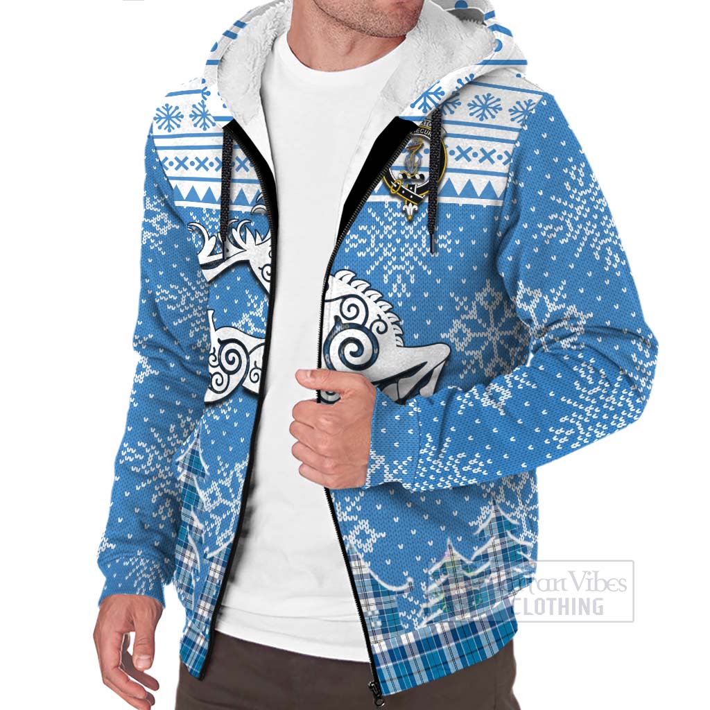 Tartan Vibes Clothing Roberton Clan Christmas Sherpa Hoodie Celtic Reindeer Style