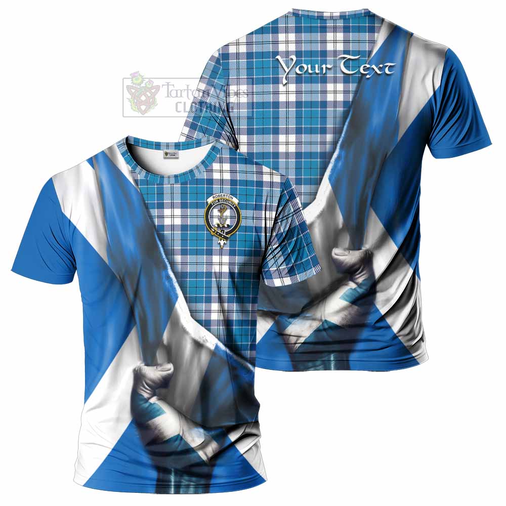 Tartan Vibes Clothing Roberton Tartan T-Shirt with Family Crest Scotland Patriotic Style