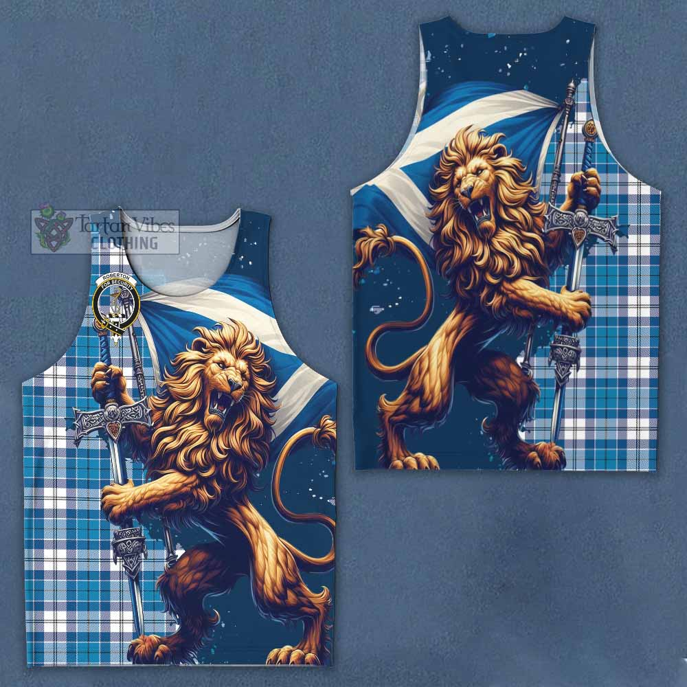 Tartan Vibes Clothing Roberton Tartan Family Crest Men's Tank Top with Scottish Majestic Lion