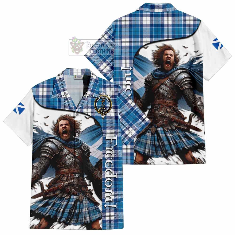 Tartan Vibes Clothing Roberton Crest Tartan Short Sleeve Button Shirt Inspired by the Freedom of Scottish Warrior