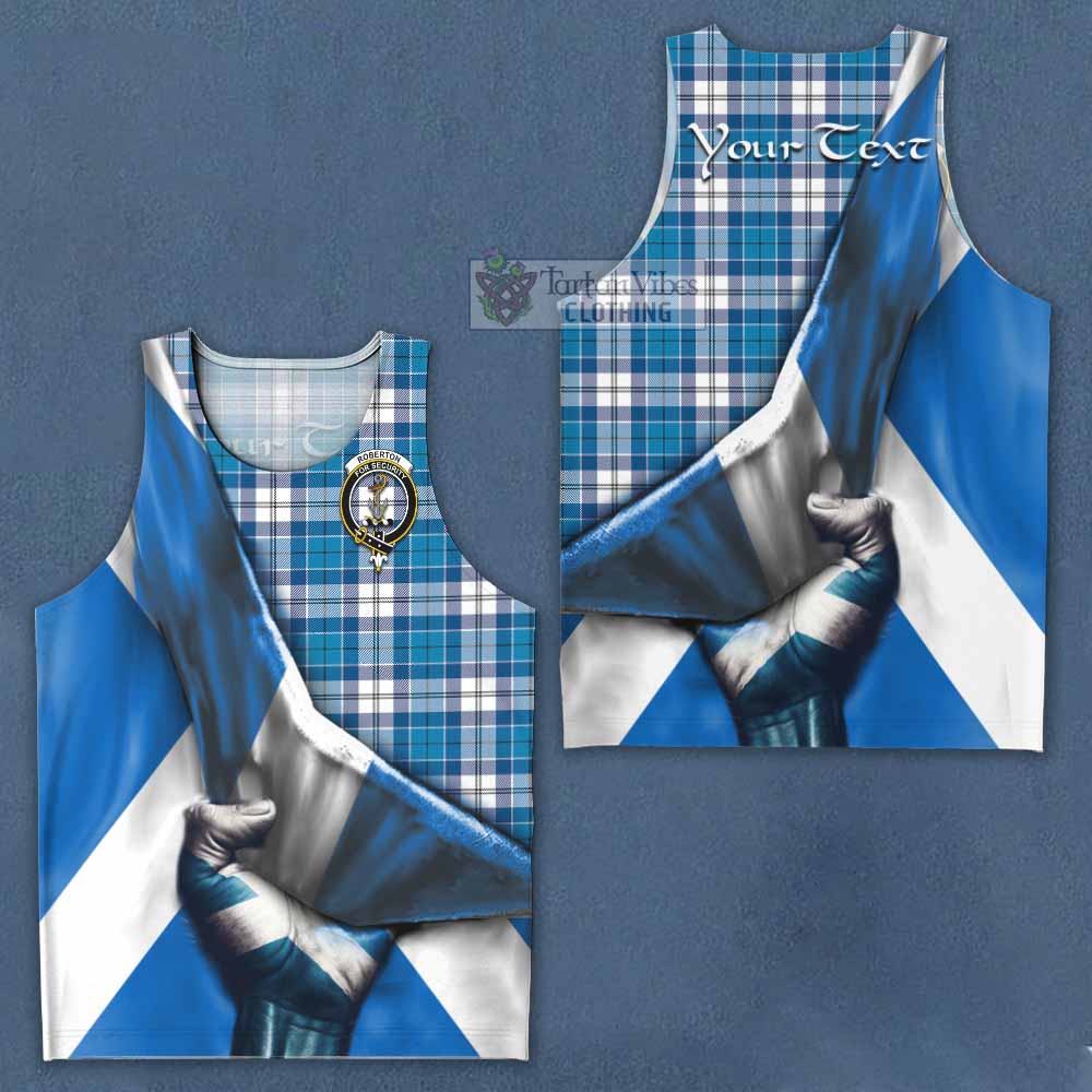 Tartan Vibes Clothing Roberton Tartan Men's Tank Top with Family Crest Scotland Patriotic Style