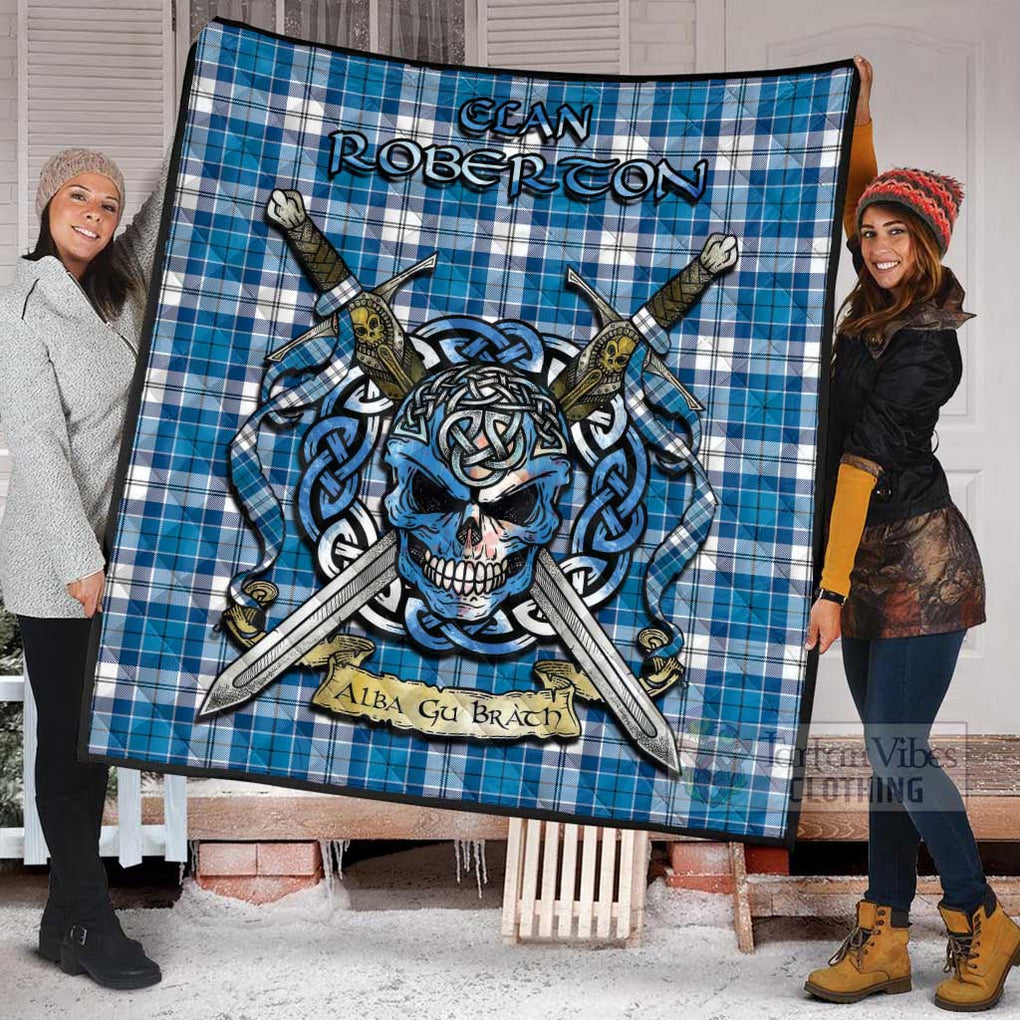 Tartan Vibes Clothing Roberton Tartan Quilt with Celtic Skull Alba Gu Brath Style