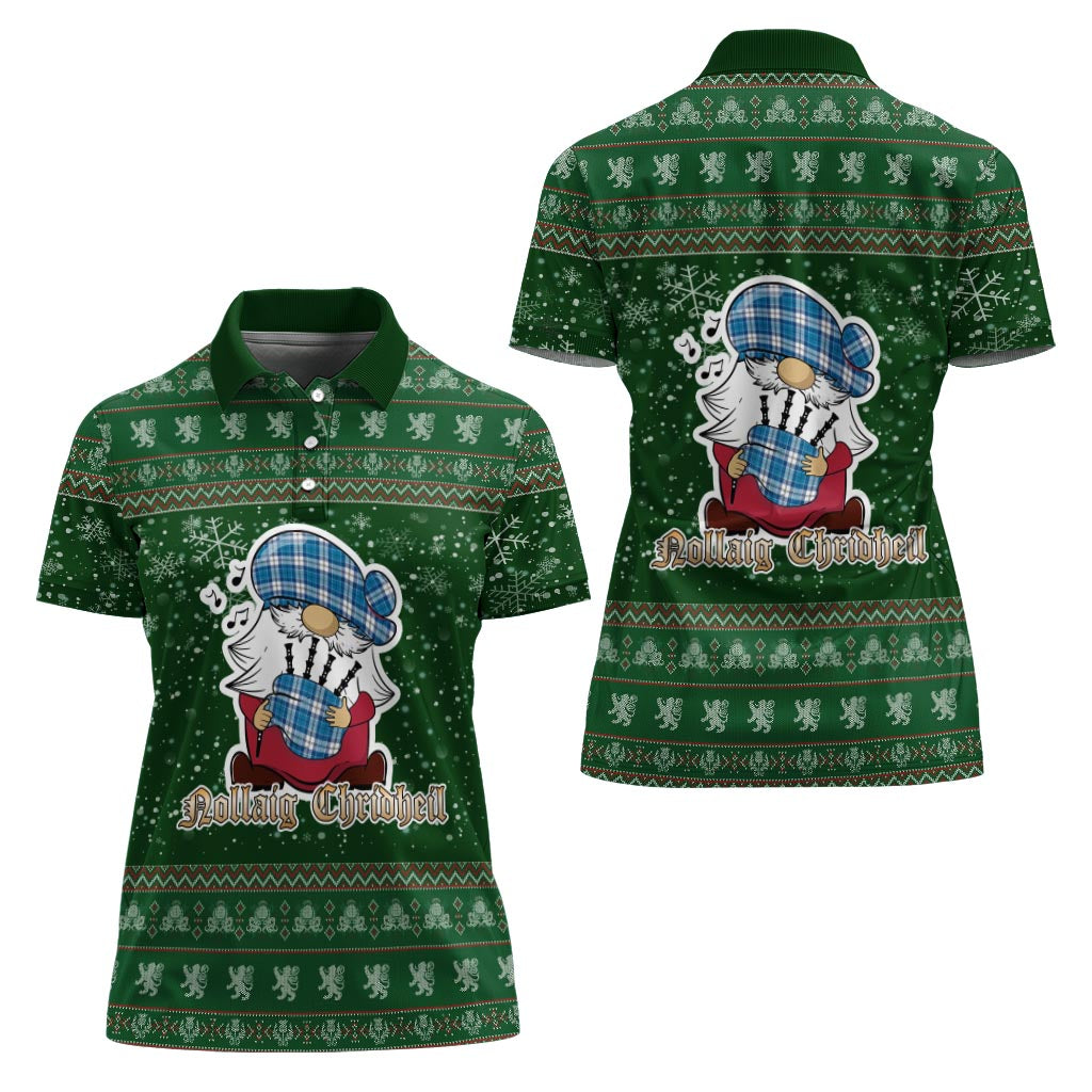 Roberton Clan Christmas Family Polo Shirt with Funny Gnome Playing Bagpipes - Tartanvibesclothing