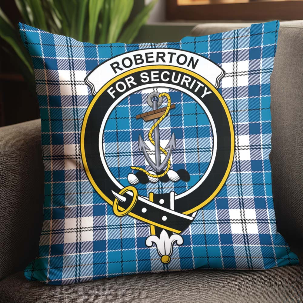 Roberton Tartan Pillow Cover with Family Crest - Tartanvibesclothing