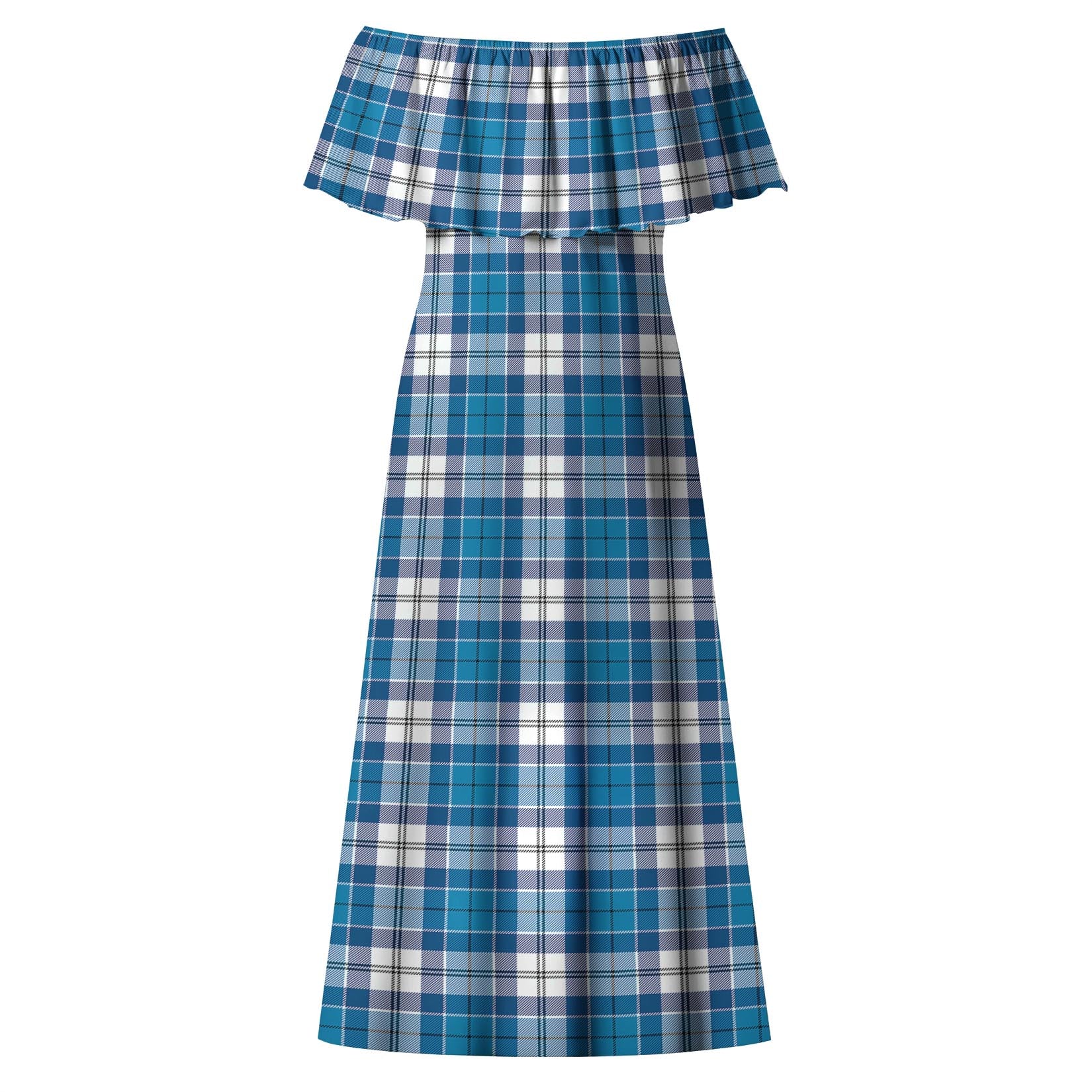 Roberton Tartan Off Shoulder Long Dress - Tartanvibesclothing