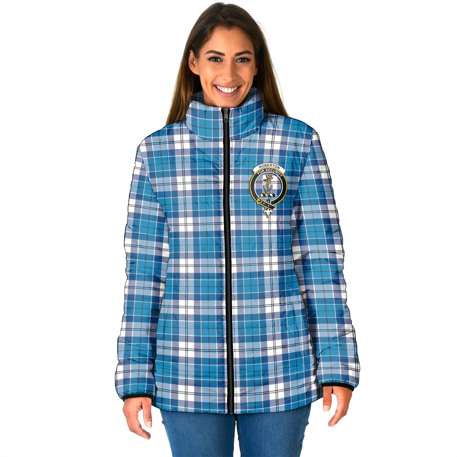 Roberton Tartan Padded Jacket with Family Crest - Tartan Vibes Clothing