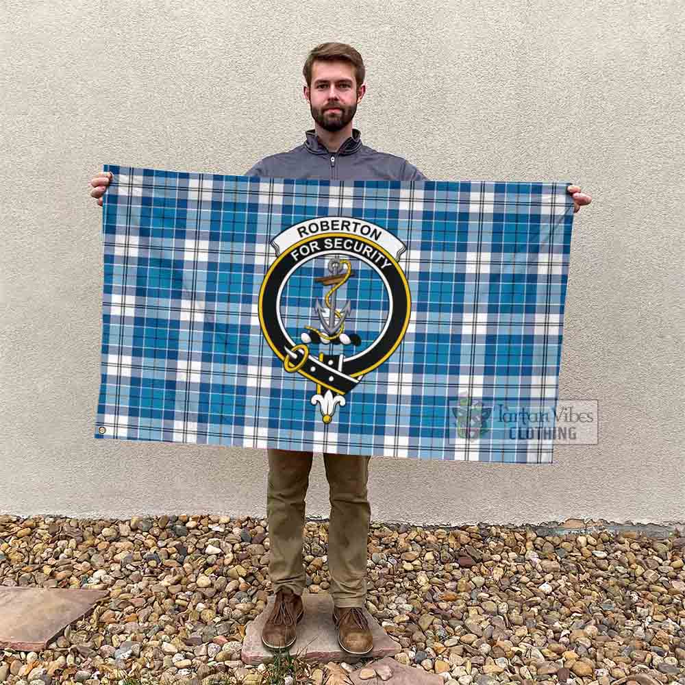 Tartan Vibes Clothing Roberton Tartan House Flag with Family Crest