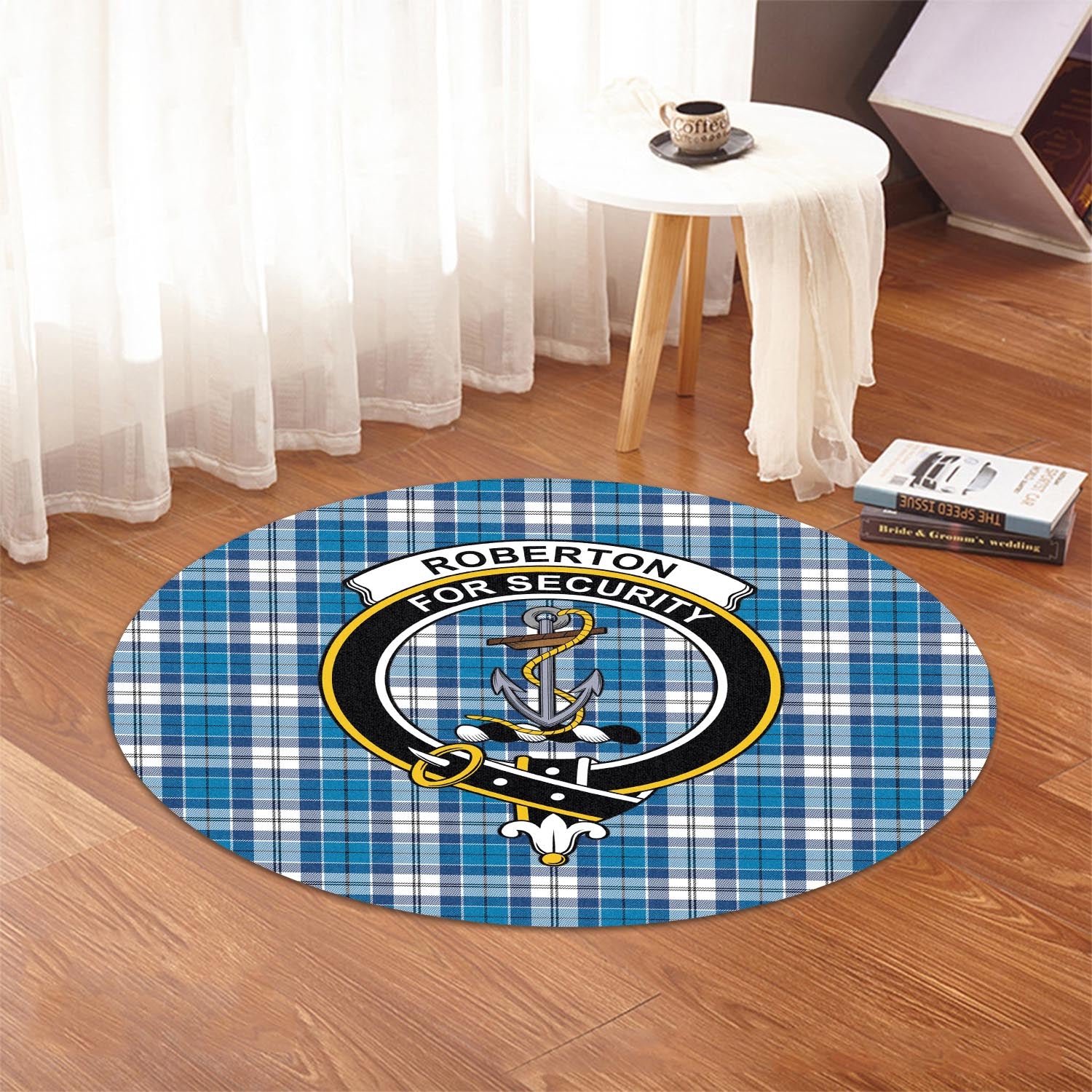 roberton-tartan-round-rug-with-family-crest