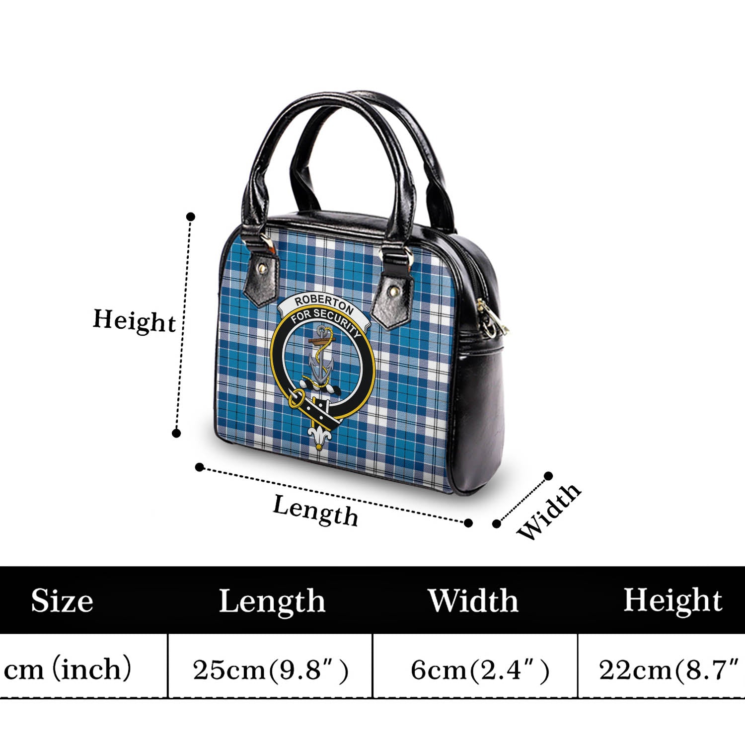 Roberton Tartan Shoulder Handbags with Family Crest - Tartanvibesclothing