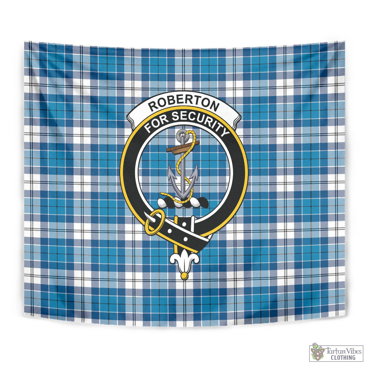 Tartan Vibes Clothing Roberton Tartan Tapestry Wall Hanging and Home Decor for Room with Family Crest