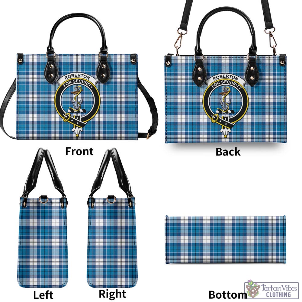 Tartan Vibes Clothing Roberton Tartan Luxury Leather Handbags with Family Crest