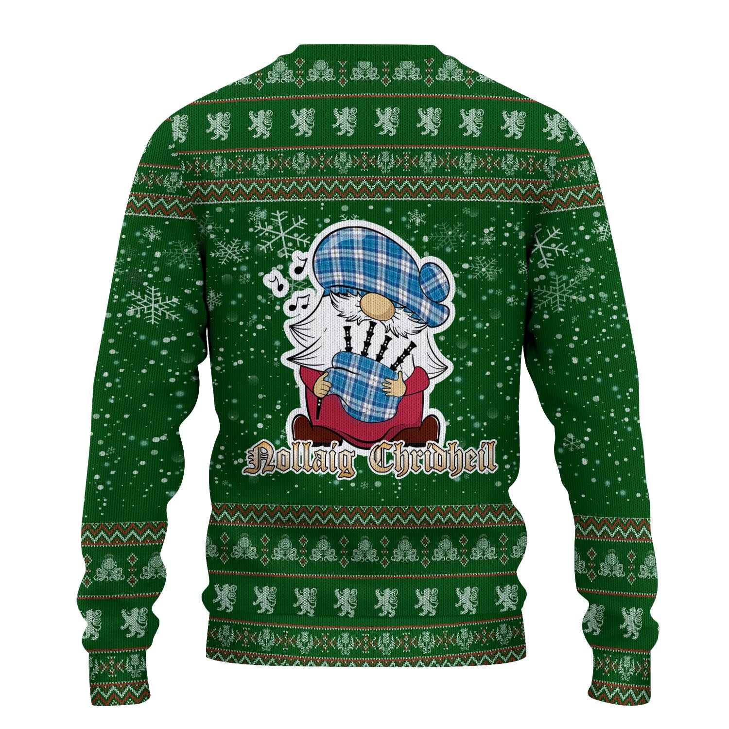 Roberton Clan Christmas Family Knitted Sweater with Funny Gnome Playing Bagpipes - Tartanvibesclothing