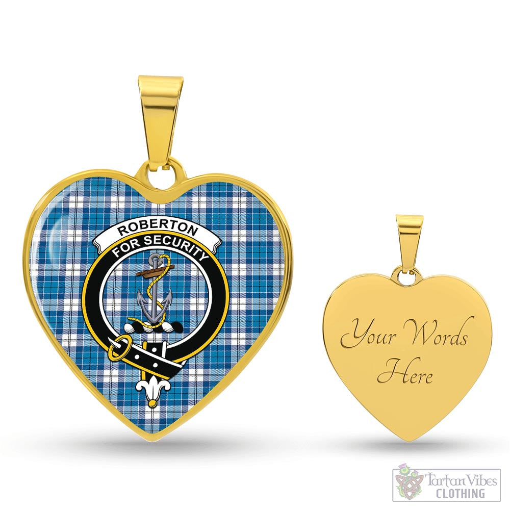 Roberton Tartan Heart Necklace with Family Crest Luxury Necklace (Gold) Yes - Tartan Vibes Clothing