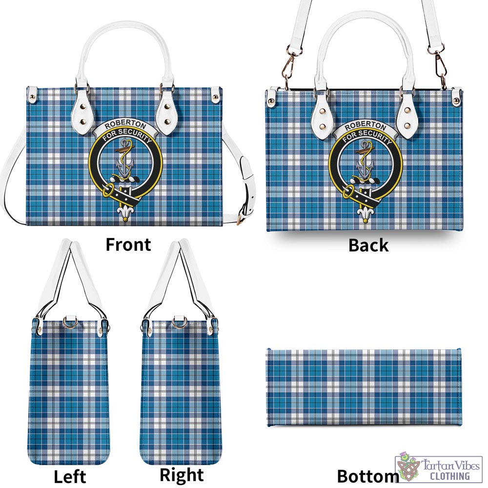 Tartan Vibes Clothing Roberton Tartan Luxury Leather Handbags with Family Crest