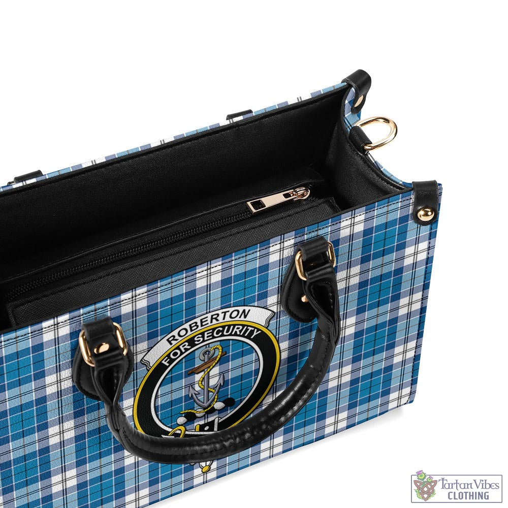 Tartan Vibes Clothing Roberton Tartan Luxury Leather Handbags with Family Crest