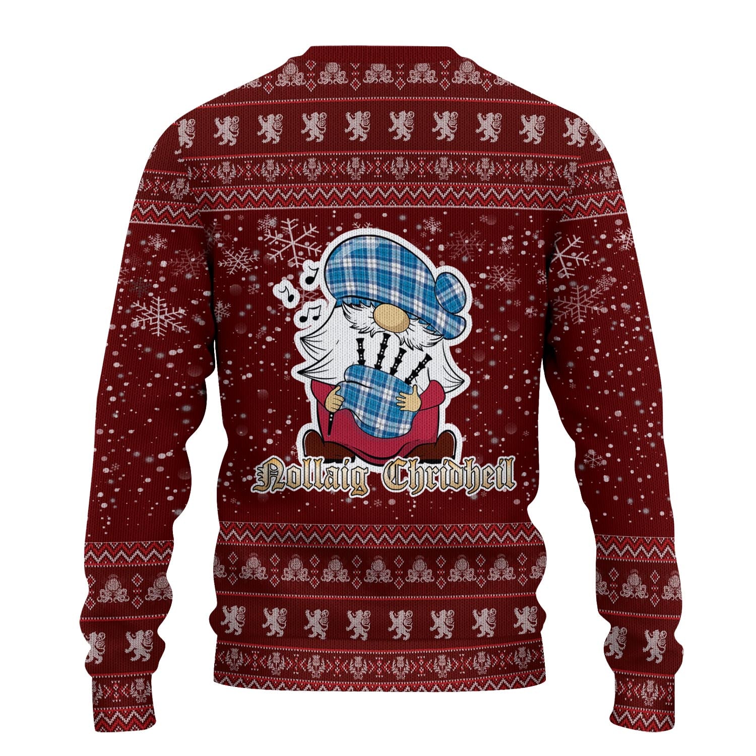 Roberton Clan Christmas Family Knitted Sweater with Funny Gnome Playing Bagpipes - Tartanvibesclothing