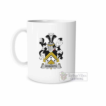 Roberts Irish Clan Coat of Arms Ceramic Mug White - 2D-tartanvibesclothing