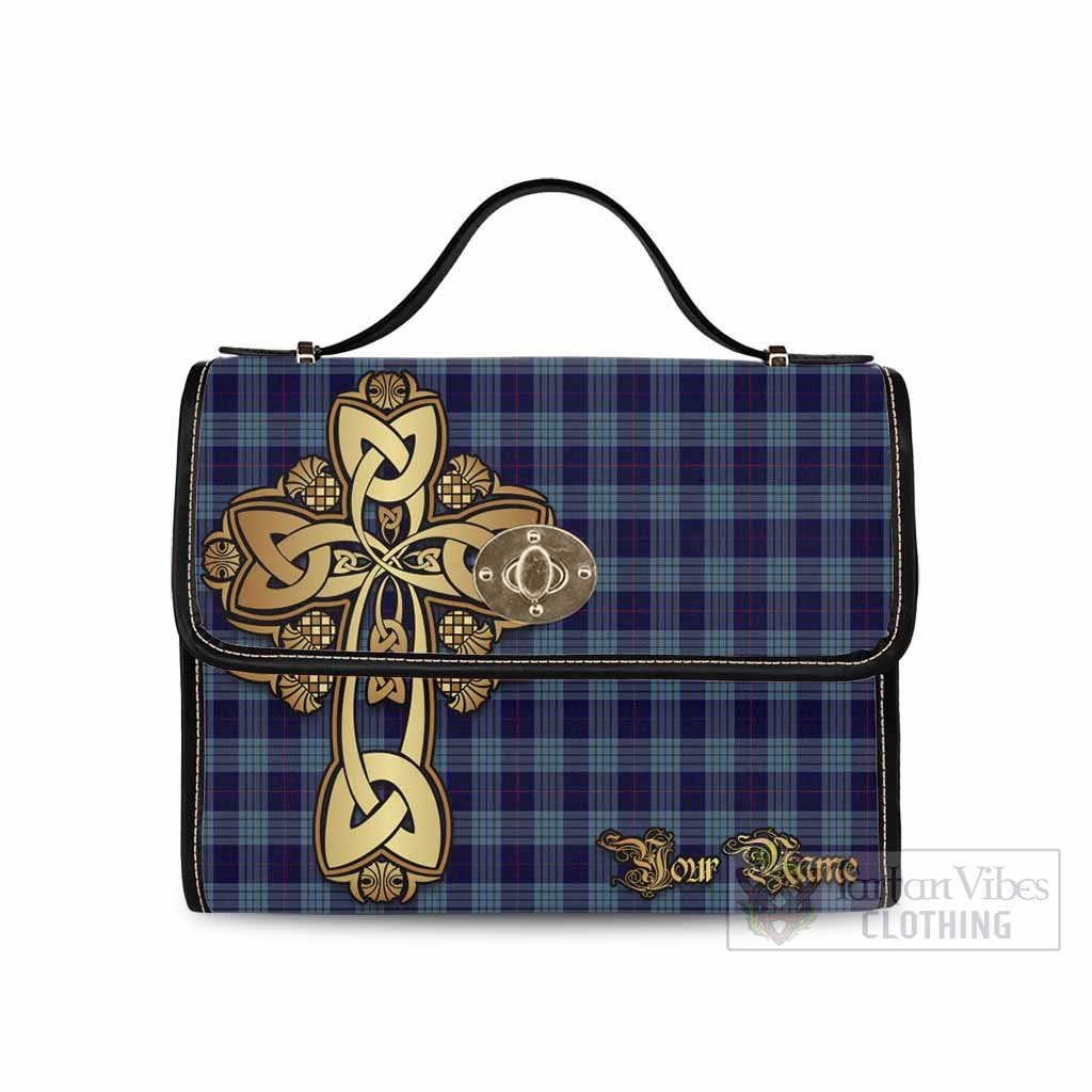 Tartan Vibes Clothing Roberts of Wales Tartan Waterproof Canvas Bag Golden Thistle Celtic Cross Style